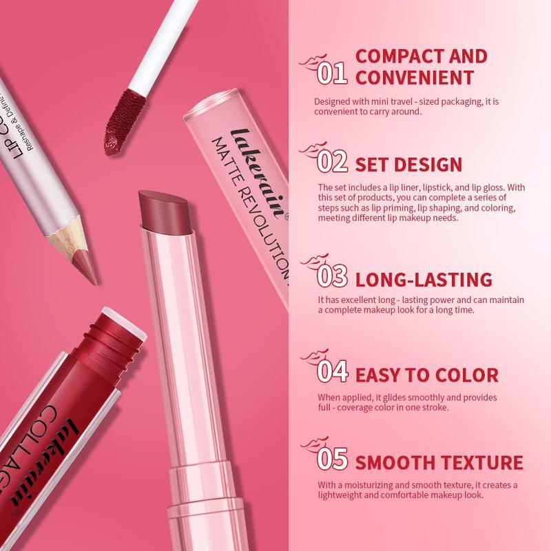Iconic Mini Lip Kit, 3 Counts/Set, Waterproof and Smudge-Proof Lipstick Set, High-Pigment Lip Liner, Matte Lip Pencil, Lip Liner+Matte Lipstick+ Lip Gloss, All-in-One Longwear Lip Makeup, for Outdoor and Travel, Lip Cosmetics, Lip Makeup Iconic Mini Lip Kit, 3 Counts/Set, Waterproof and Smudge-Proof Lipstick Set, High-Pigment Lip Liner, Matte Lip Pencil, Lip Liner+Matte Lipstick+ Lip Gloss, All-in-One Longwear Lip Makeup, for Outdoor and Travel, Lip Cosmetics, Lip Makeup