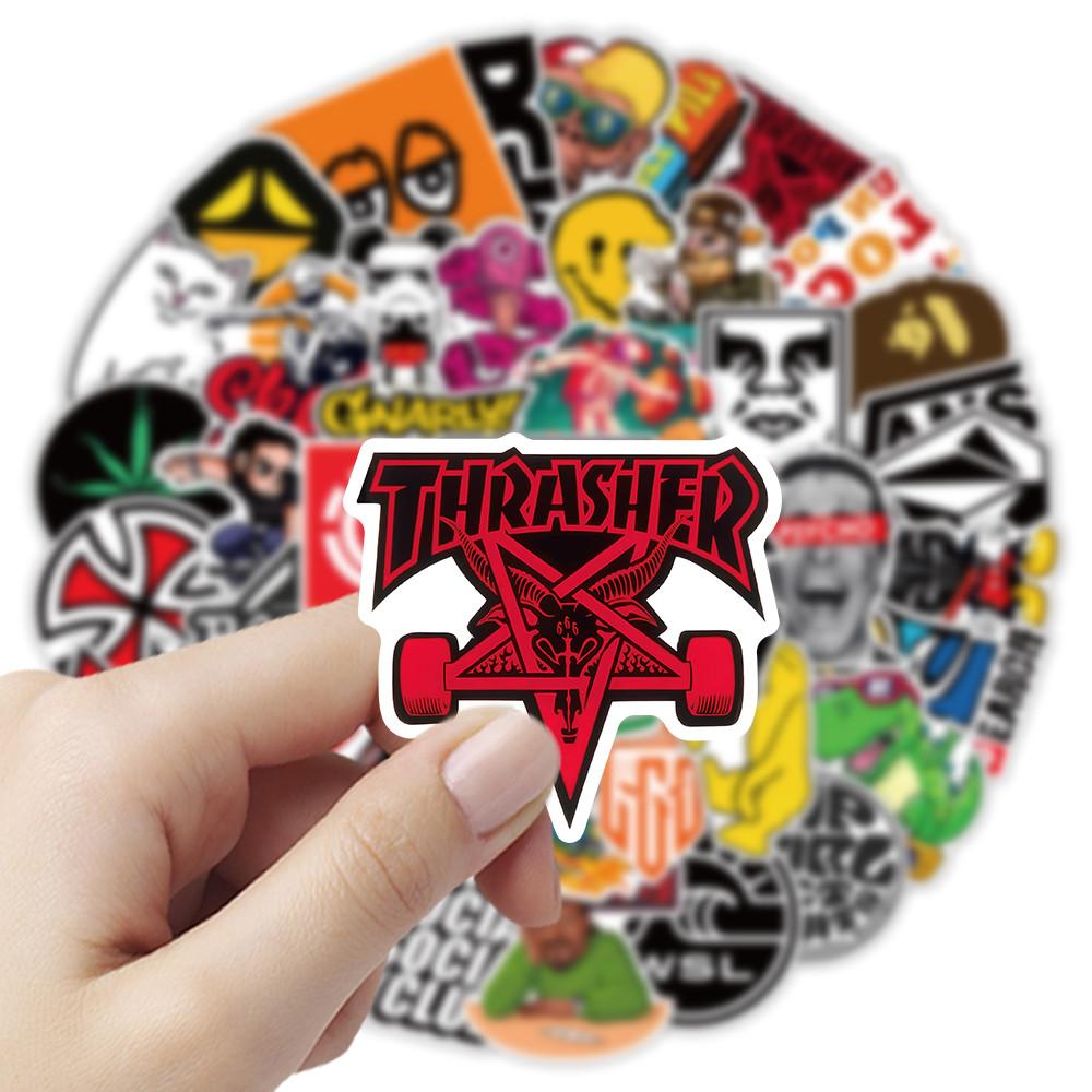 52PCS Premium Streetwear Logo Stickers - Waterproof Vinyl Decals for Skateboards, Luggage & Tech Gadgets