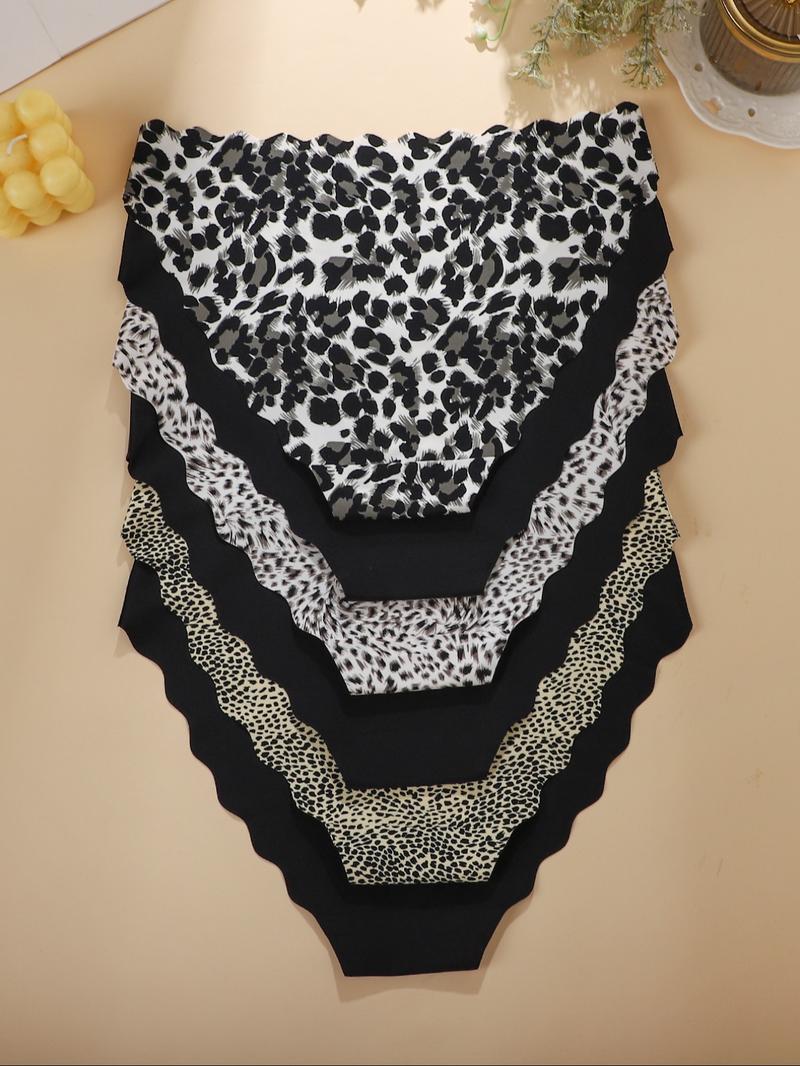 Women's & Leopard Print Underwear Set, Comfortable Seamless Design, Perfect for Yoga & Daily Wear, All Season Essentials