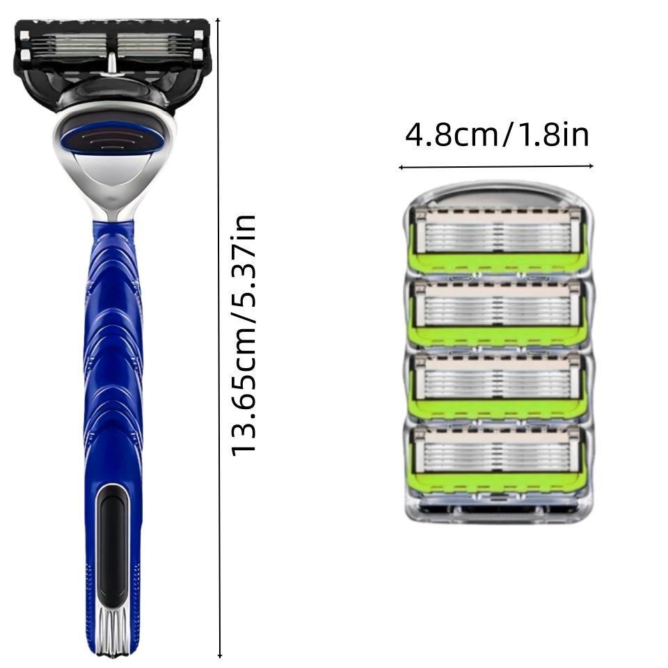 Men's Manual Shaving Razor with 1 Blade Holder and 8-24 Replacement Blades, Smooth Shaving Tool, Washable Shaving Tool, Manual Shaver, Stainless Steel