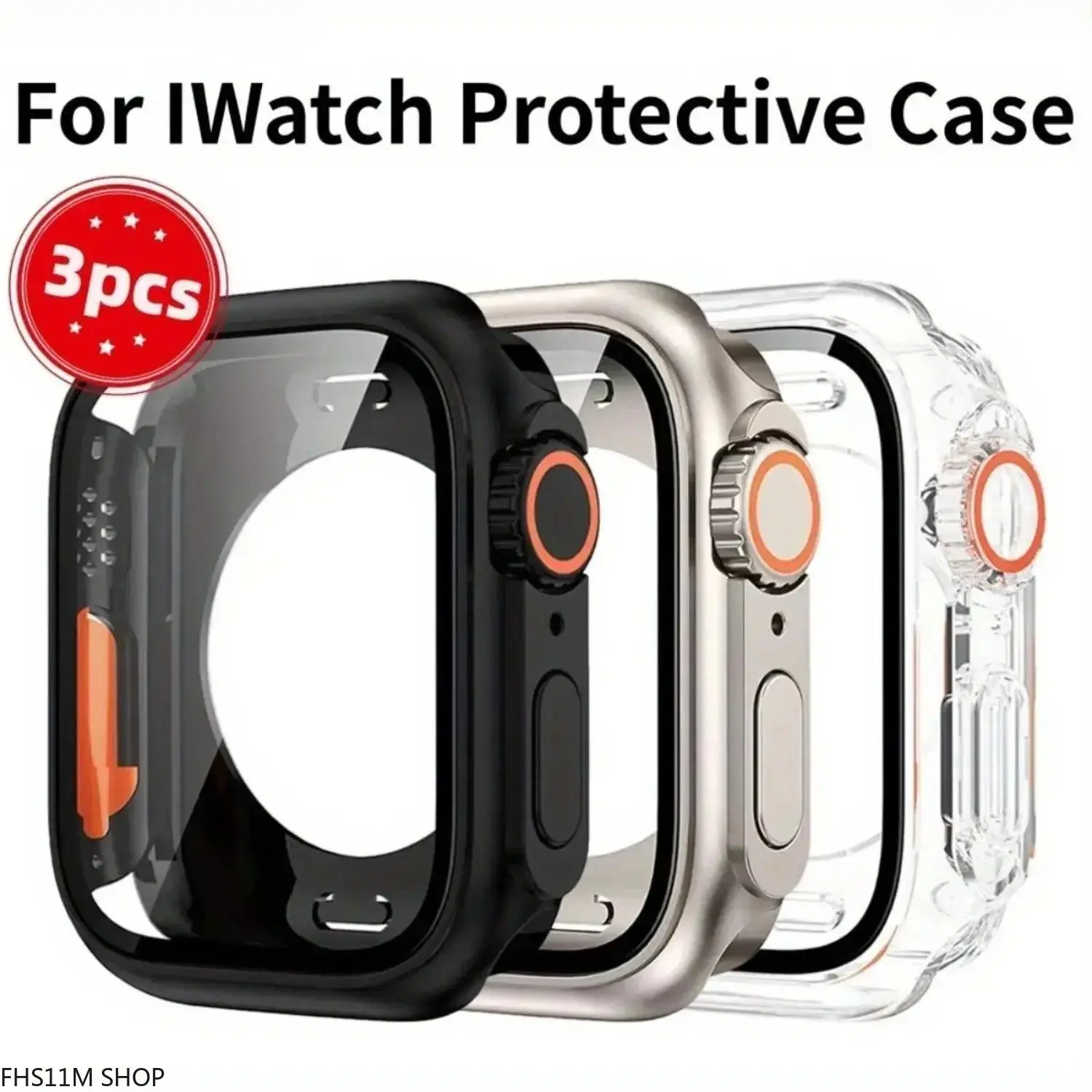 3 Pack Smartwatch Protective Case With HD Screen Protector, Shockproof Full Coverage Bumper Cover, Scratch Resistant Clear Protective Shell For Daily Wear, Workout, Travel And Office, Compatible With Multiple Smartwatch Sizes