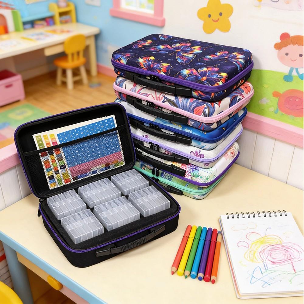 64-Slot Diamond Art Storage Box, Bead Organizer with Labels, 5D Embroidery Accessories Container for DIY, Crafts, Rhinestones, Seeds, DIY Craft Supplies