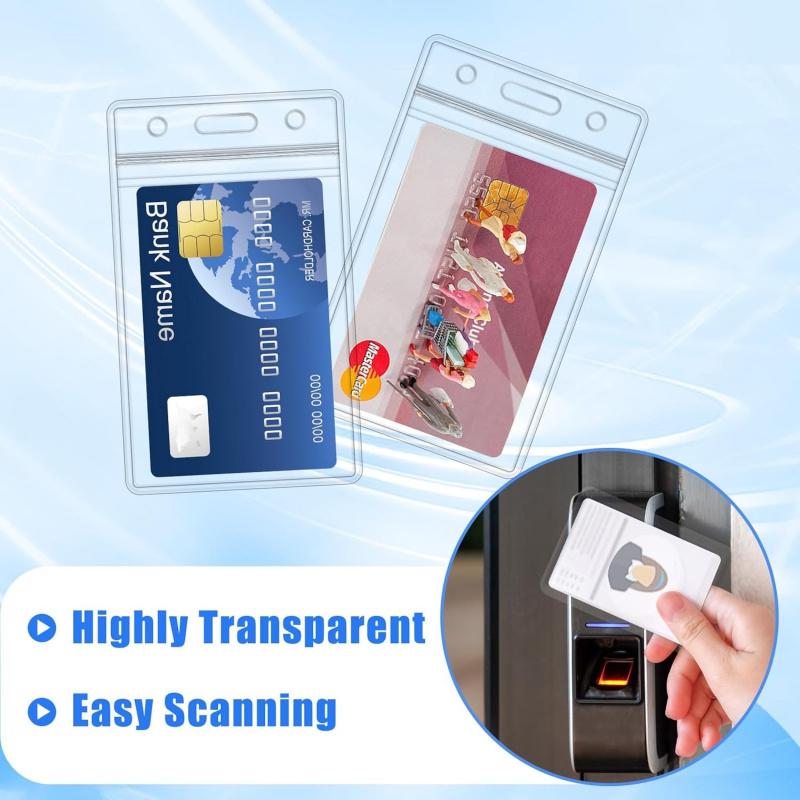 Name Badge Holders Clear Badge Sleeve Plastic Lanyard Sleeves for ID Holders (10 Pcs Vertical)