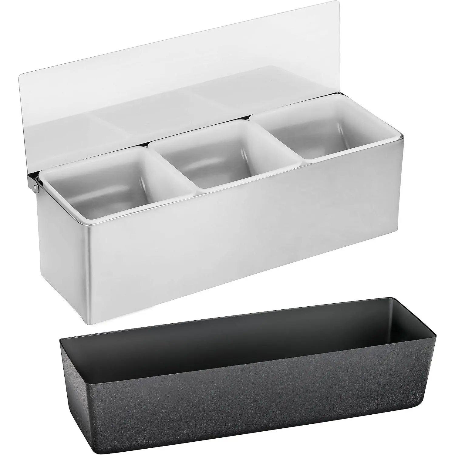 Multi-Compartment Restaurant-Grade Condiment Dispensers with 3 Compartments, , Stainless Steel