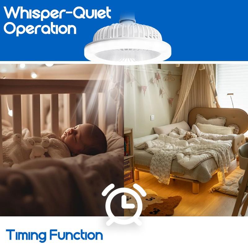 3-Speed LED Ceiling Fan Light with Remote Control, E27 Base, Memory Adjustable Dimming 3000k-6500k, Quiet Operation, Timer Function, LED Ceiling Lights