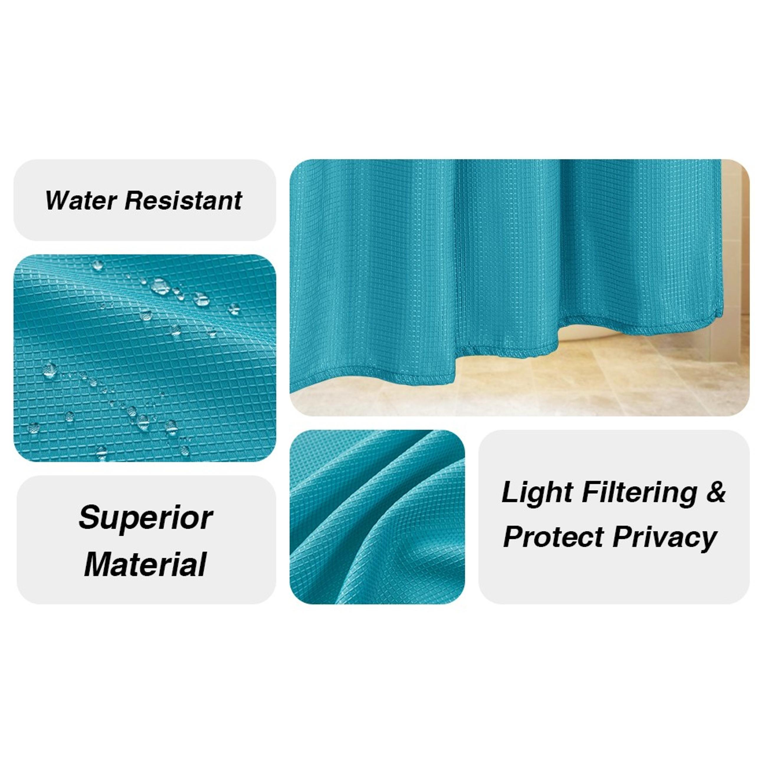 Waffle Weave Textured Bathroom Window Curtains Water Repellent Window Covering Half Window Curtains Kitchen Tiers 24 inch Length, Turquoise, Set of 2