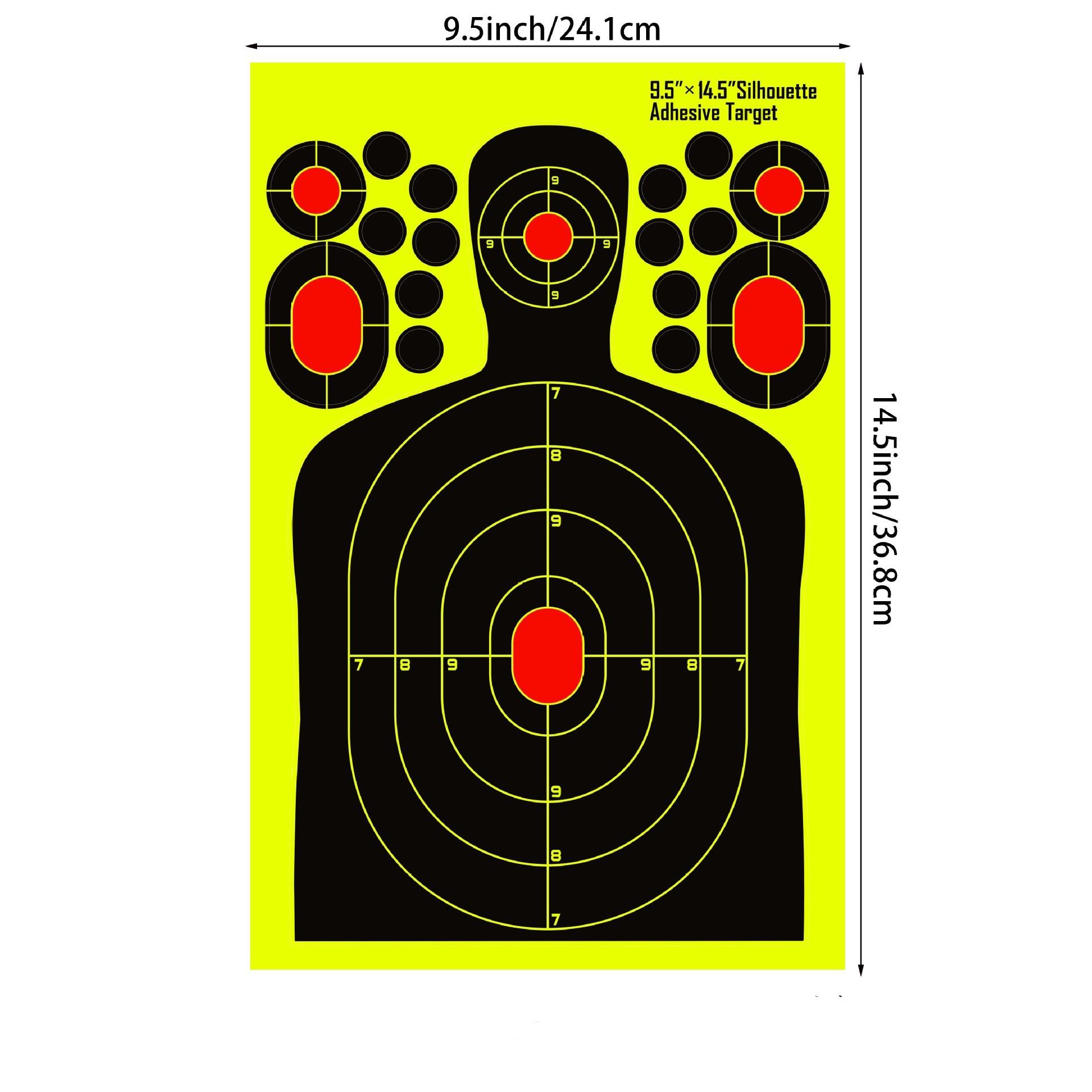 20/30 Pack 14.5 Inch Human Silhouette Shooting Targets, Reactive Splatter Fluorescent Glow Paper Targets, Impact Visible Training Paper For Outdoor Tactical Equipment Shooting Practice