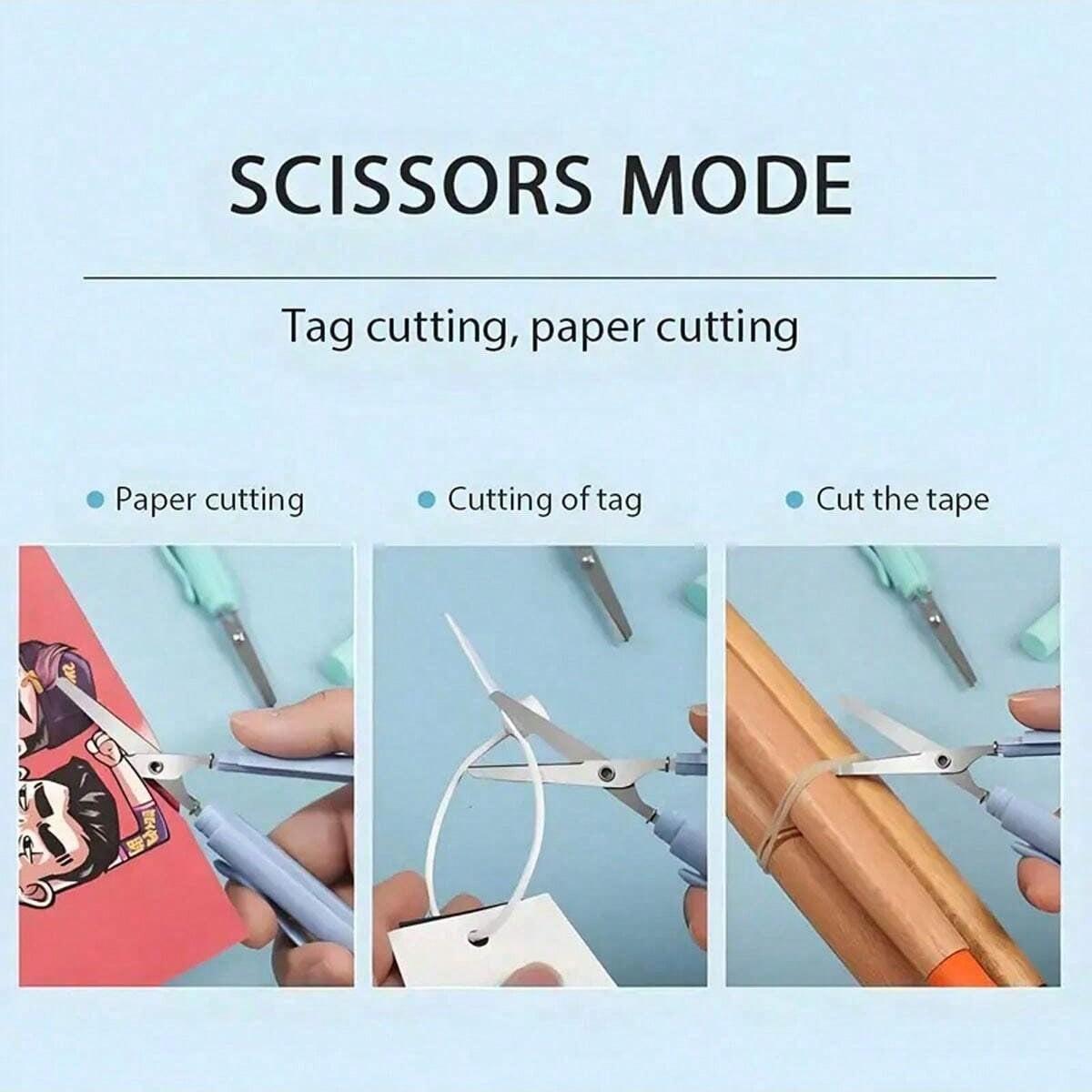 Two-In-One Folding Scissors Creative Stationery Mini Foldable Student Art Scissors Portable Convenient Multi-Functional Creative Projects Office School Use Compact Design