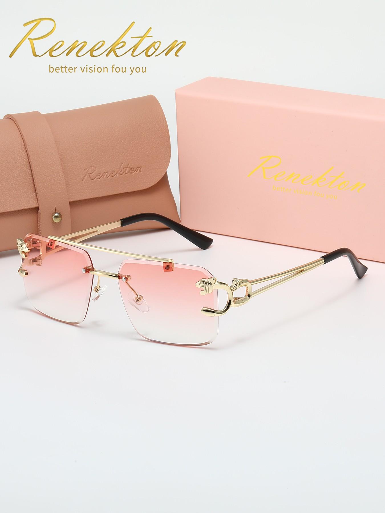 Gold Rimless Sunglasses with pink Lenses - Women\'s Fashion Accessory CARTIER C-Design 57-18-140 MM Rimless Pink Lens Sunglasses  main image 2