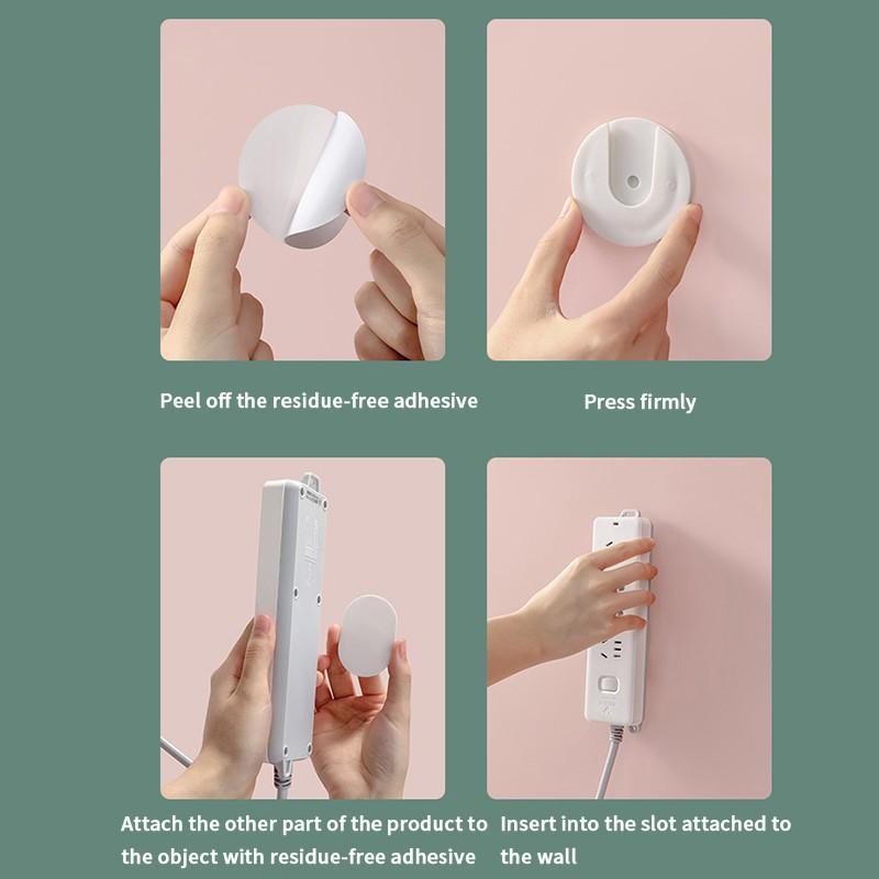Self-Adhesive Plug Strip Holder, No Drilling Socket Mount, Wall-Mounted Outlet Organizer, Home Office Cable Management Clip