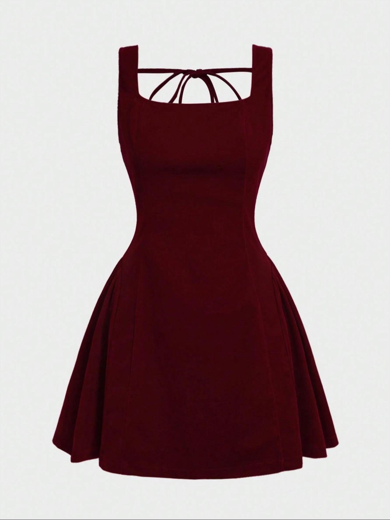 Elegant French Style Women's Short Dress, Romantic Valentine's Day Party Gown, Vintage Backless Fitted Mini Dress, Elegant Sleeveless Bodycon, All Seasons Casual Wear