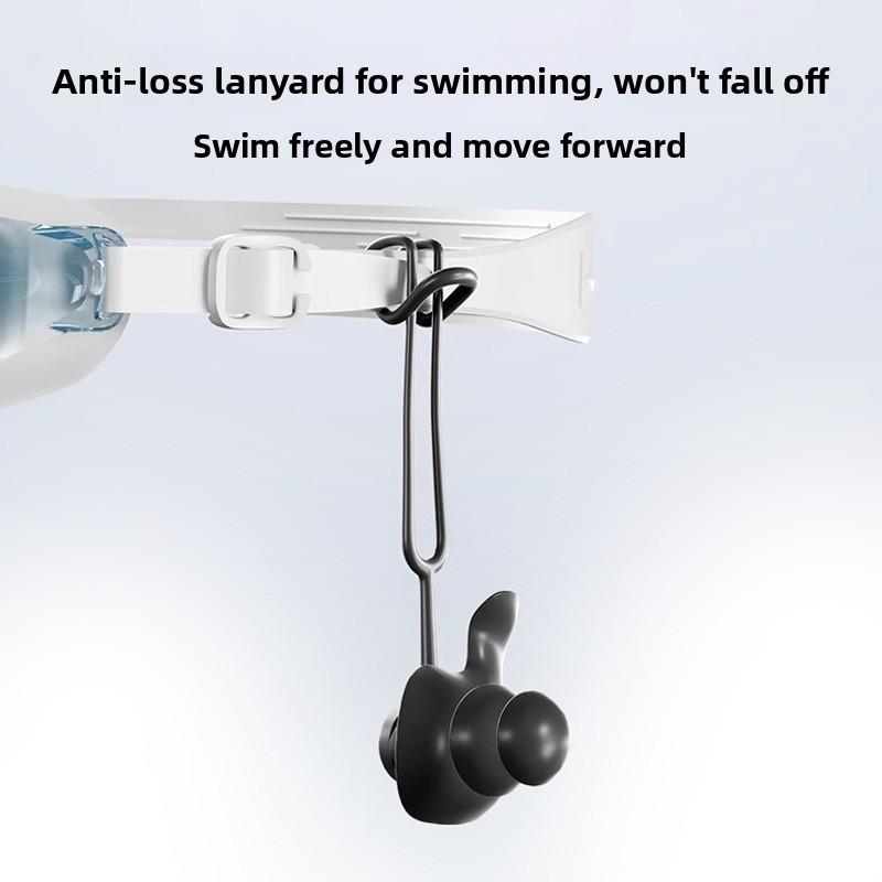 3-Layer Silicone Swim Ear Plugs with Lanyard, Waterproof and Anti-Loss, Adjustable Strap, Durable Swimming Accessories