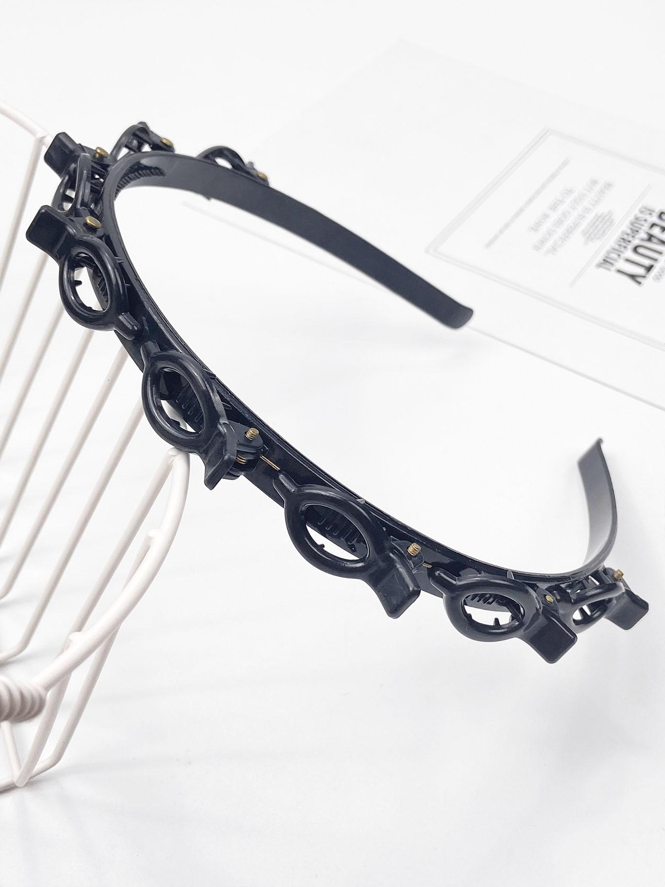 Women's Elegant Minimalist Hair Hoops with Clips, Trendy Simple Style Hair Hoops, Chic All-match Hair Accessories for Hairstyle Decor, Hair Braid Headband