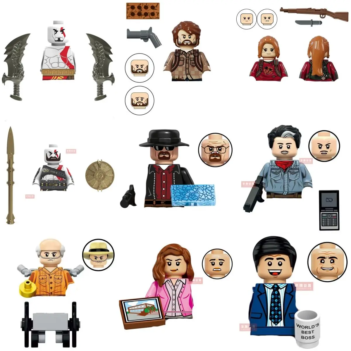 2026 Hot selling toys Movie Game Bricks Building Blocks Anime Cartoon Mini Action Figures Heads Assembly Toys Kids Birthday Gifts Internet-famous toy