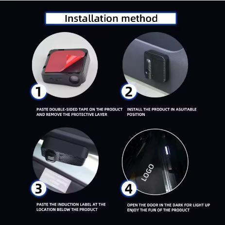 2Pcs Plug-in Type LED Sensor Door Projector Welcome Lights with ABS Carbon Fiber, Auto Shut Off, Dual HD Lenses, Infrared On/Off for New Kia Models, 35 Logo Styles Available for Multiple Car Brands
