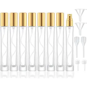 10ml Spray Bottle, Thick Atomizer, Perfume Decanter Kit, Small Travel Perfume Atomizer Bottle Refillable (8PCS, Gold)