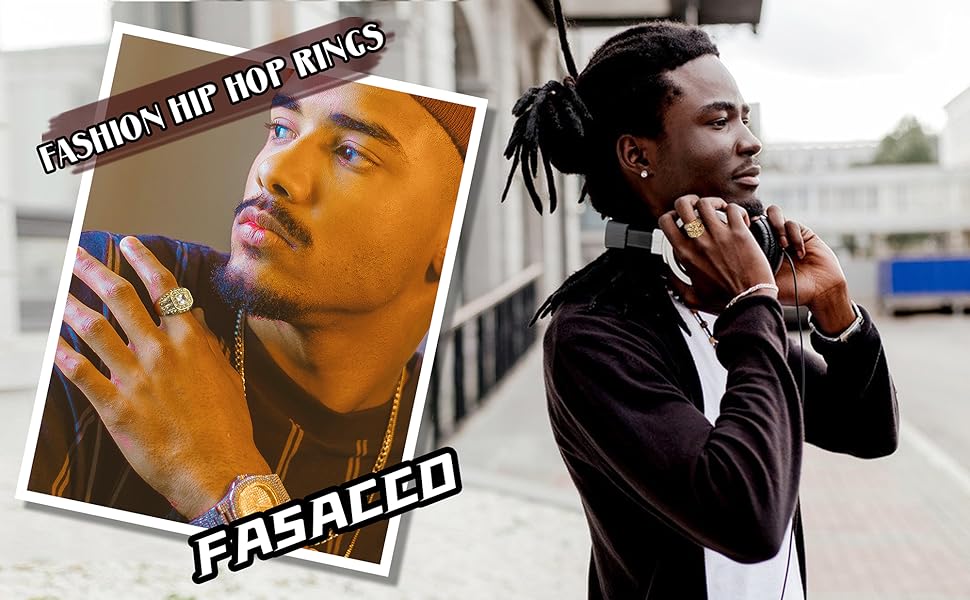 FASACCO 5pcs Bling Pinky Ring Iced Out Ring CZ Punky Rappers Ring Star Dollar Sign Hip Hop Ring for Men Gift Decorative Jewelry FallFreshness