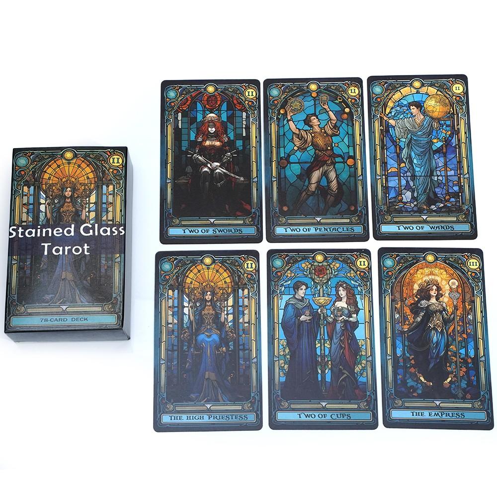 Tarot Cards Deck, Card Set, 78pcs Stained Glass Tarot Cards, Entertainment Game for Family Gatherings, Family Fun, Divination Board, Classic Future Telling, Party Game