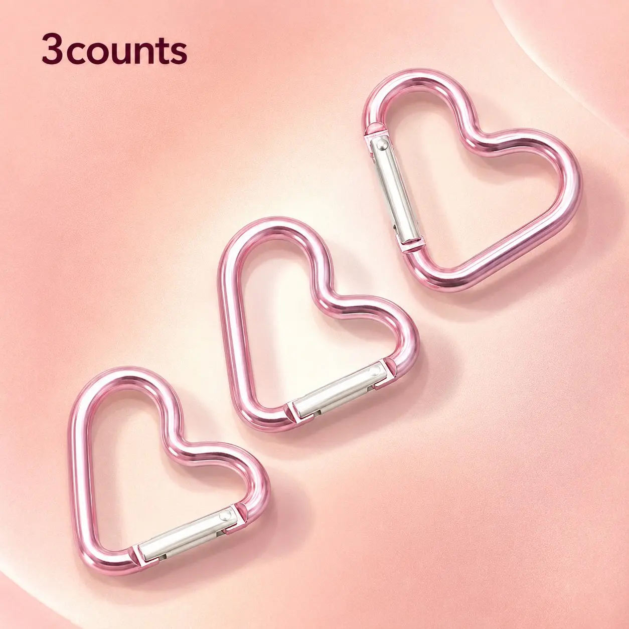 Heart Shaped Binder Clip, Durable Metal Binder Clip, Multipurpose Binder Accessories for Outdoor Climbing Hiking Carabiner