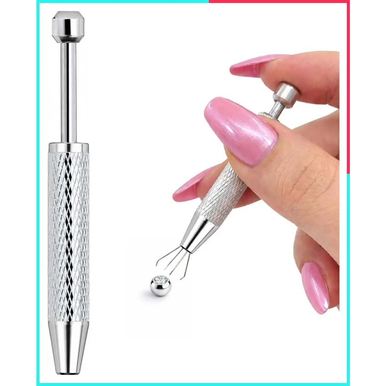 Body Piercing Jewelry Changing Tool Kit with Threader, Ball Grabber, Flat Back Earring and Nose Taper Insertion Tool, Flatback Screw Kit for 16G 18G