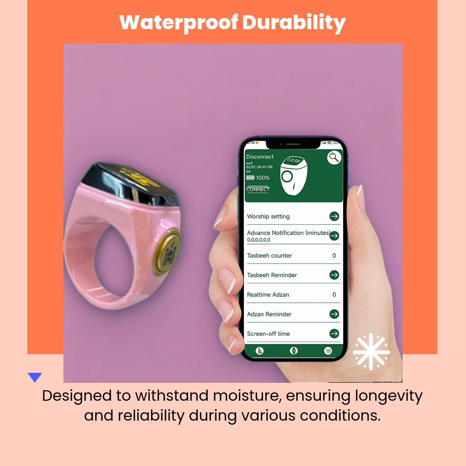 Smart Prayer Counting Ring, Precise Time Reminder + APP Tracking, Automatic Alarm, Waterproof Durable Muslim Prayer Helper Smart Prayer Counting Ring, Precise Time Reminder + APP Tracking, Automatic Alarm, Waterproof Durable Muslim Prayer Helper
