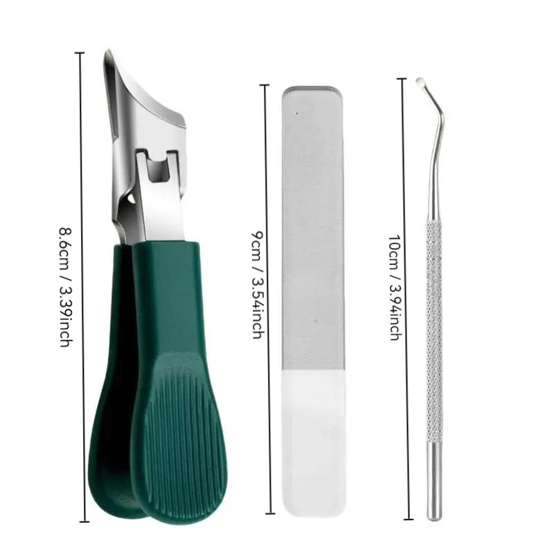 Nail Clipper Set, 3 Counts/set Multifunctional Large Opening Anti-splash Nail Clipper with File, Professional Manicure & Pedicure Tool, Nail Manicure Kit