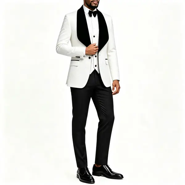 Mens 3 Piece Floral Tuxedo, Jacquard Slim Suit Set, Paisley Blazer Vest And Pants For Prom Wedding