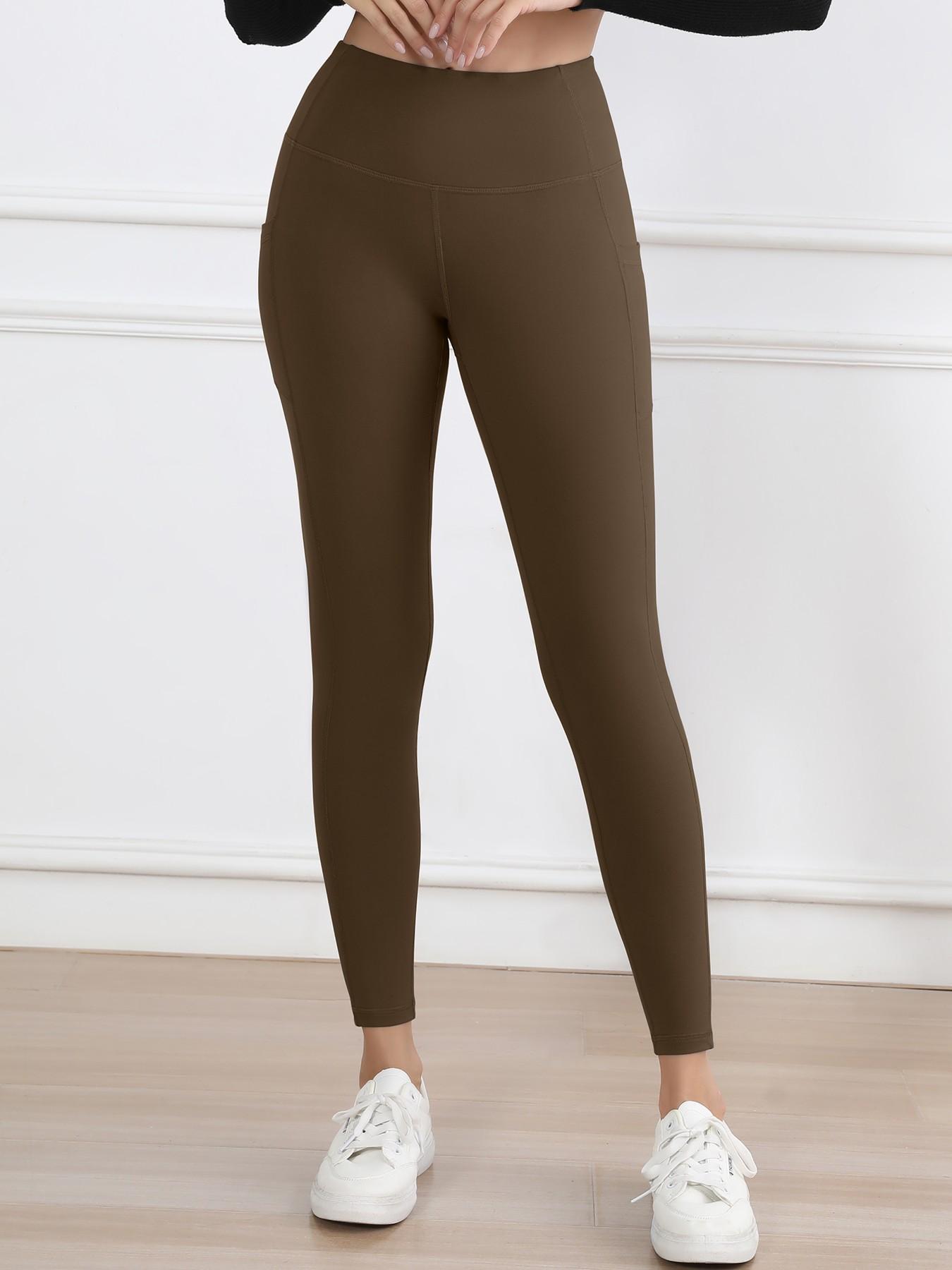 Women's High Waisted Yoga Leggings with Side Pockets, Comfortable Gym and Fitness Yoga Pants, Fashion Sportswear for All Seasons, Gym Sportswear Bottoms