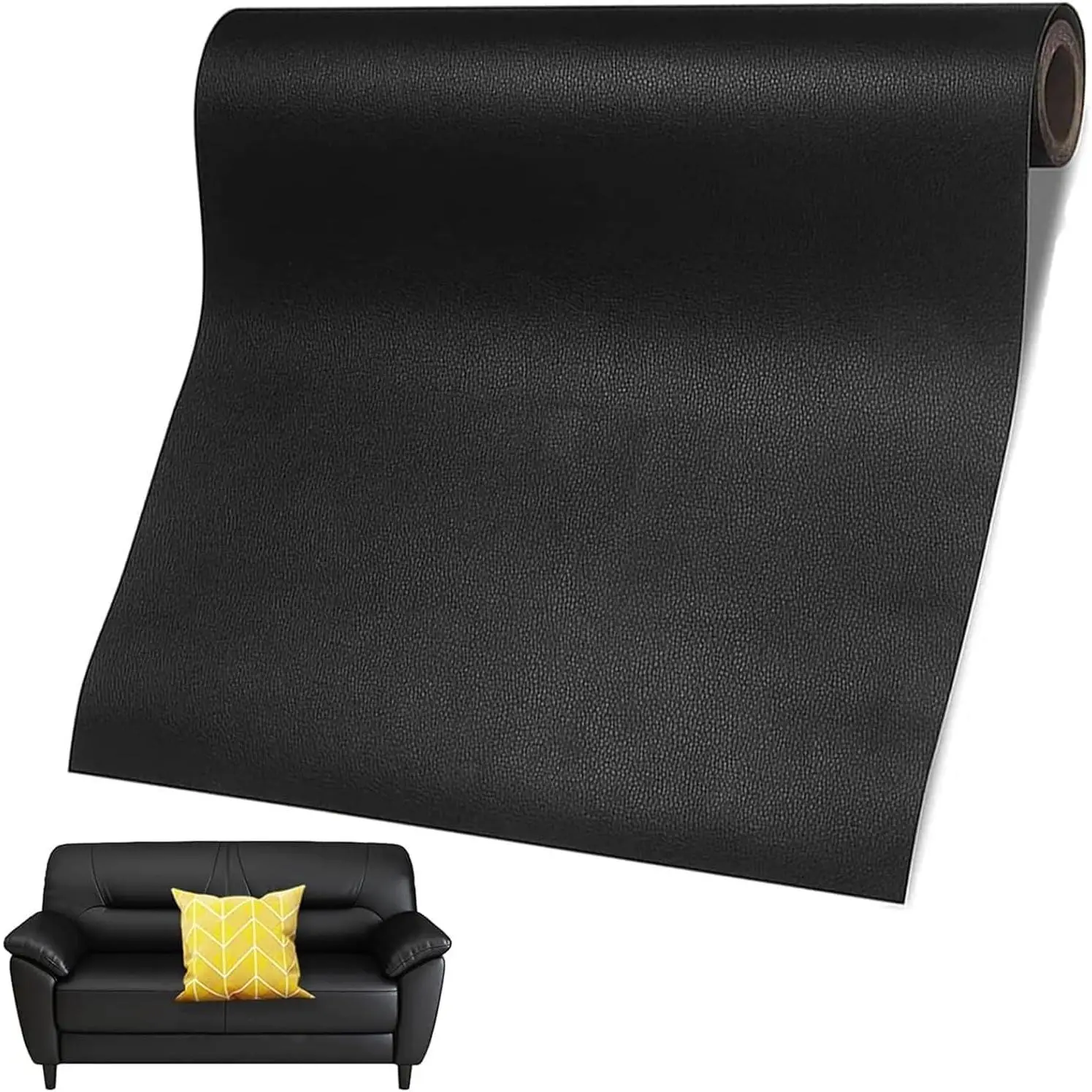 Leather  Patch, 24 x 54 Inch, Self Adhesive Leather  Tape, Large Vinyl Patch Kit, Vinyl  Tape, for Couches,  Seats, Chairs, Furniture (Black)