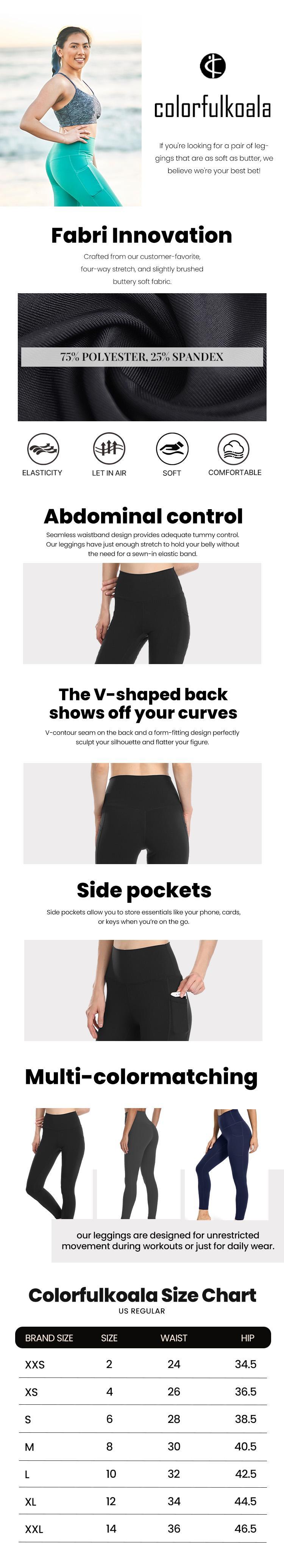 Colorfulkoala Women's Soft Essential Leggings High Waisted w/ Pockets Tummy Control Yoga Pants