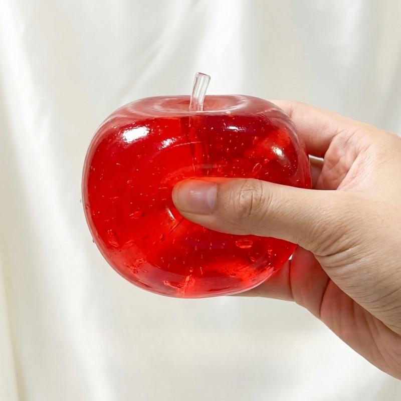 2-PieceSetGlittery AppleShaped Stress Balls Fidget Toys for Anxiety Relief & Stress Reduction  Portable Relaxation Gadgets EyeCatching Transparent Design  Slow-Rising Squeeze Balls EssentiaStress Relievers for the Office or School, Squishy Stress Balls