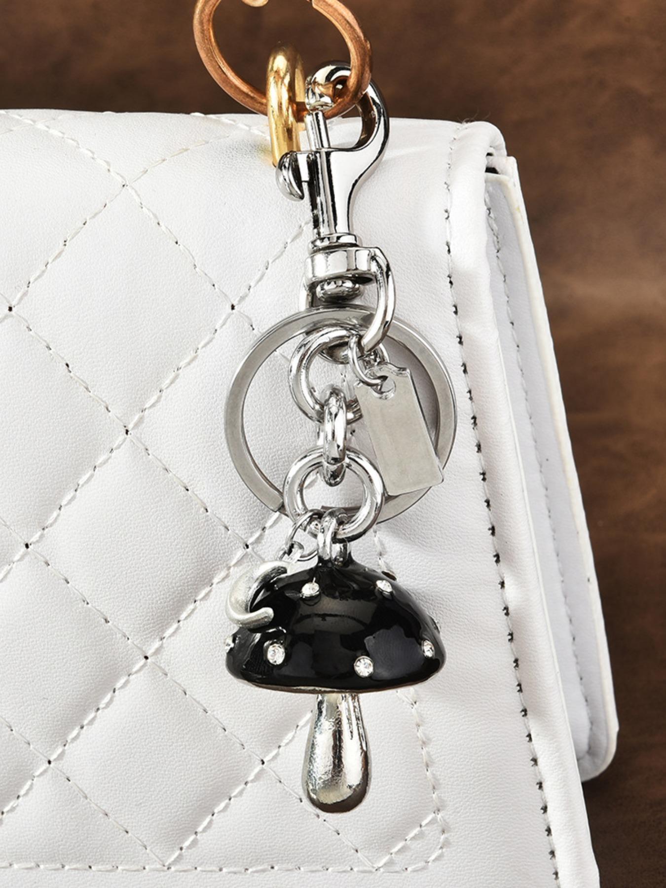 Elegant Rhinestone Mushroom Keychain, Star Moon Element Alloy Pendant, Cute Girl Heart Bag Charm, Car Key Ring Accessory, Unique Gift