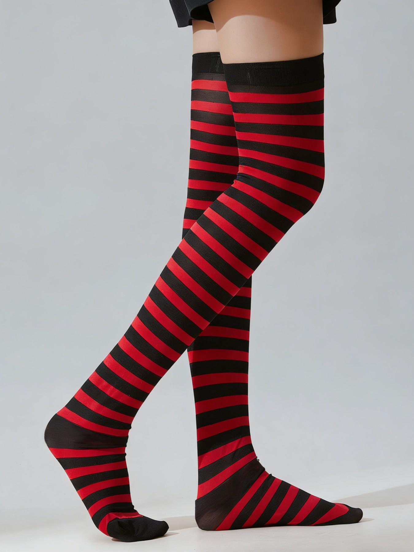 Multicolor Striped Over-The-Knee Socks, Stylish and Comfortable Footwear, Perfect for Daily Wear, Available in Various Colors