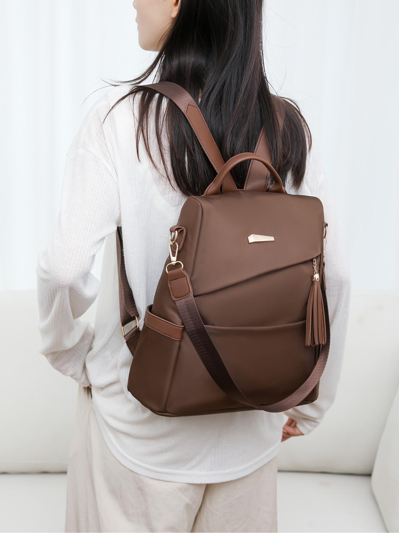 Retro practical and exquisite Su decorated backpack, high-quality texture and fashionable large capacity backpack, with multi zipper pocket design, suitable for outdoor travel, wilderness outings, shopping mall shopping, Backpacks Women