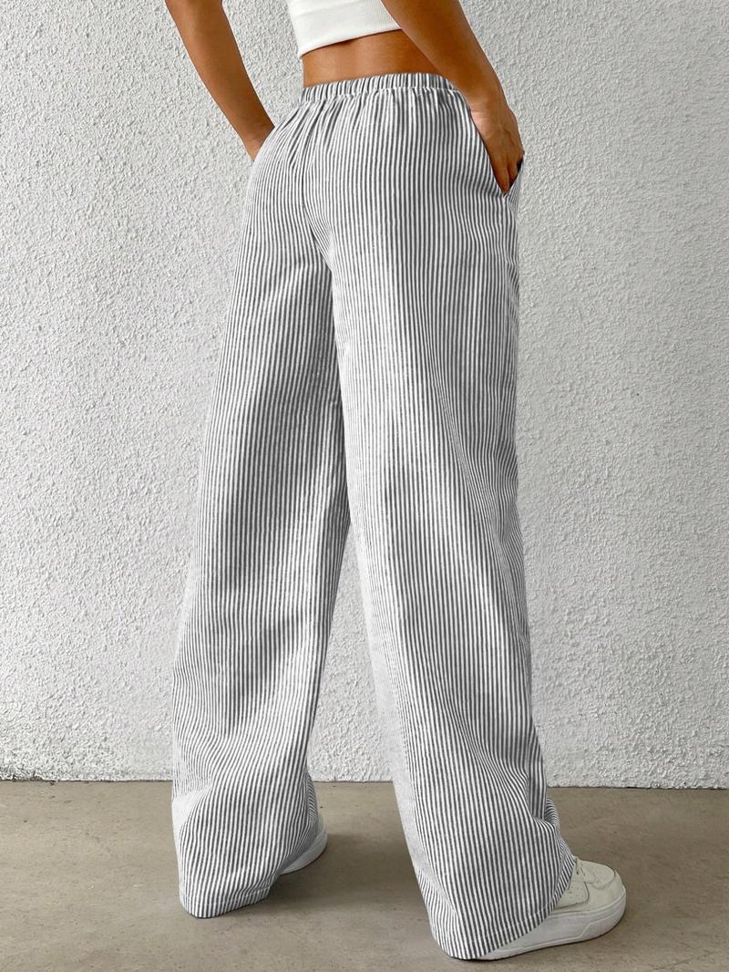 Women's Striped Print Loose Pants, Casual Comfy Wide Leg Trousers for Summer, Women's Bottoms for Daily Wear, Wideleg Womenswear, Lady