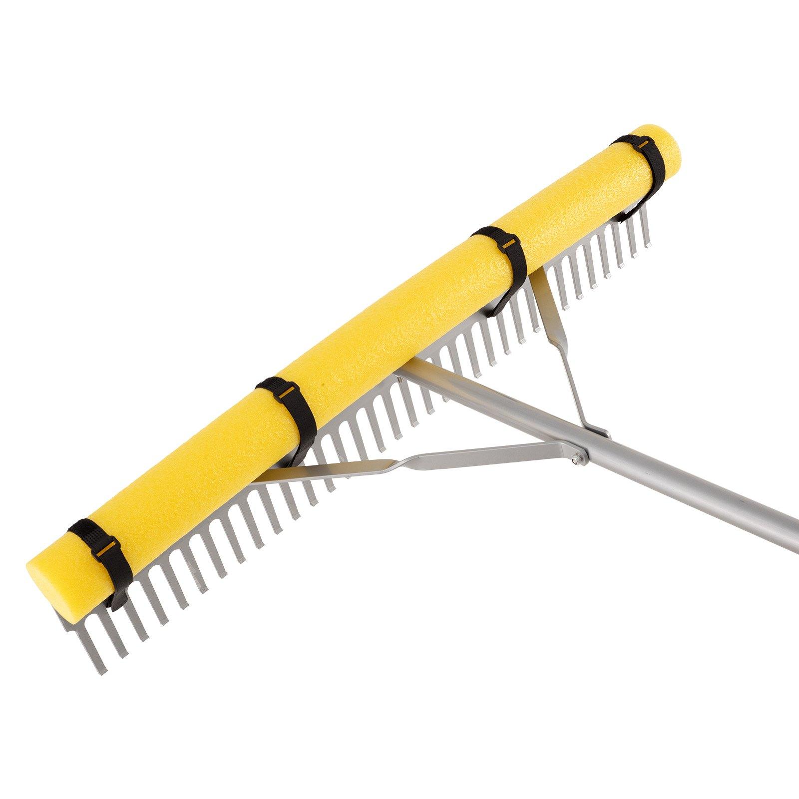 VEVOR Heavy Duty Aluminum Landscape Rake, 36 in Wide Head, 102 in Adjustable Handle Length, 52ft Rope, 5.07 lbs, 102.01x36x4.92 in Size, for Soil Loosening, Beach Care, Pond Maintenance