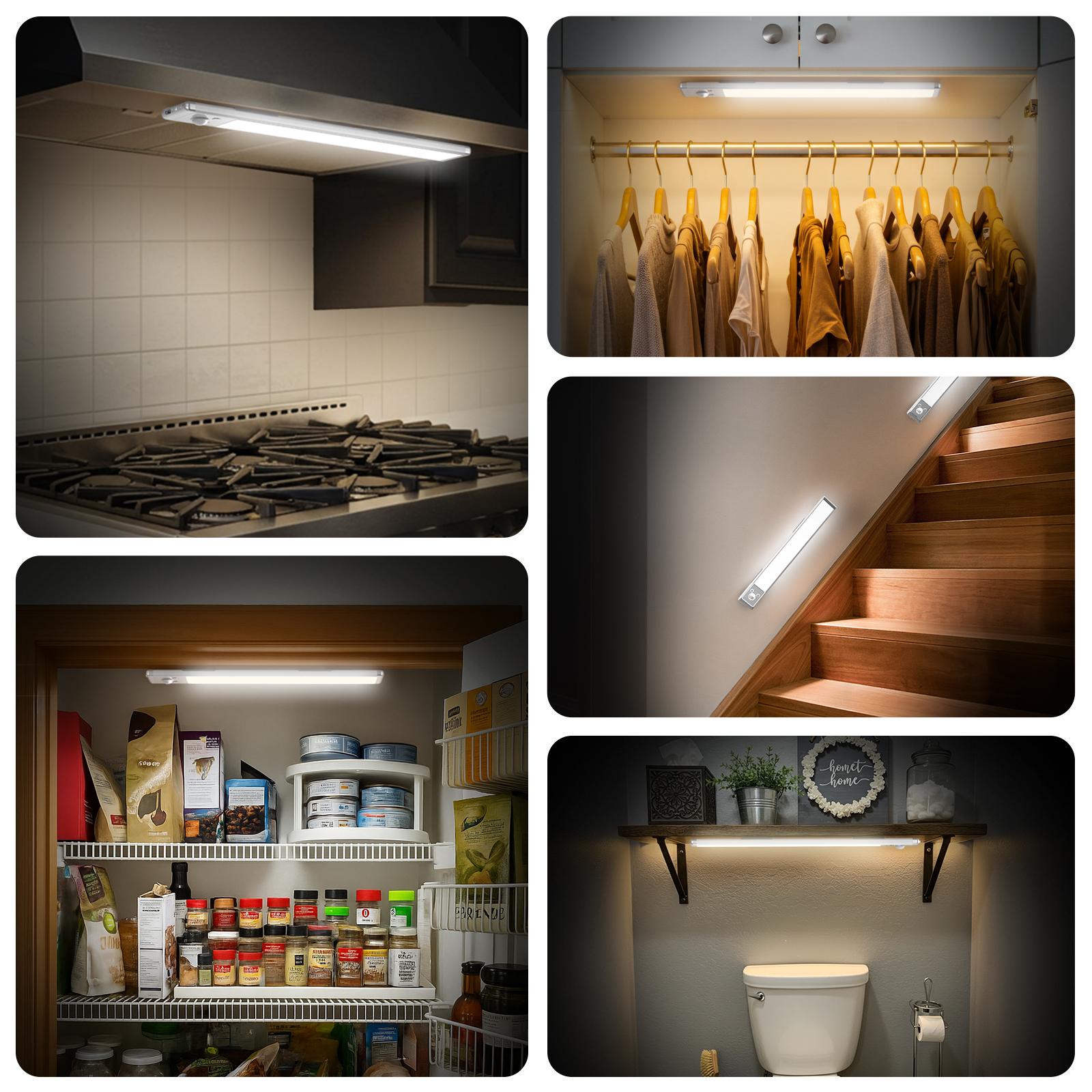 SHINE PAL Under Cabinet Lights,Motion Sensor Night Light Indoor,1500mAh USB Rechargeable Light,Magnetic Installation Dimmable Lights for Kitchen,Wardrobe,Pantry, Closet,Bathroom,Stairs,Sink Cabinet,Garage,Father's Day Gift