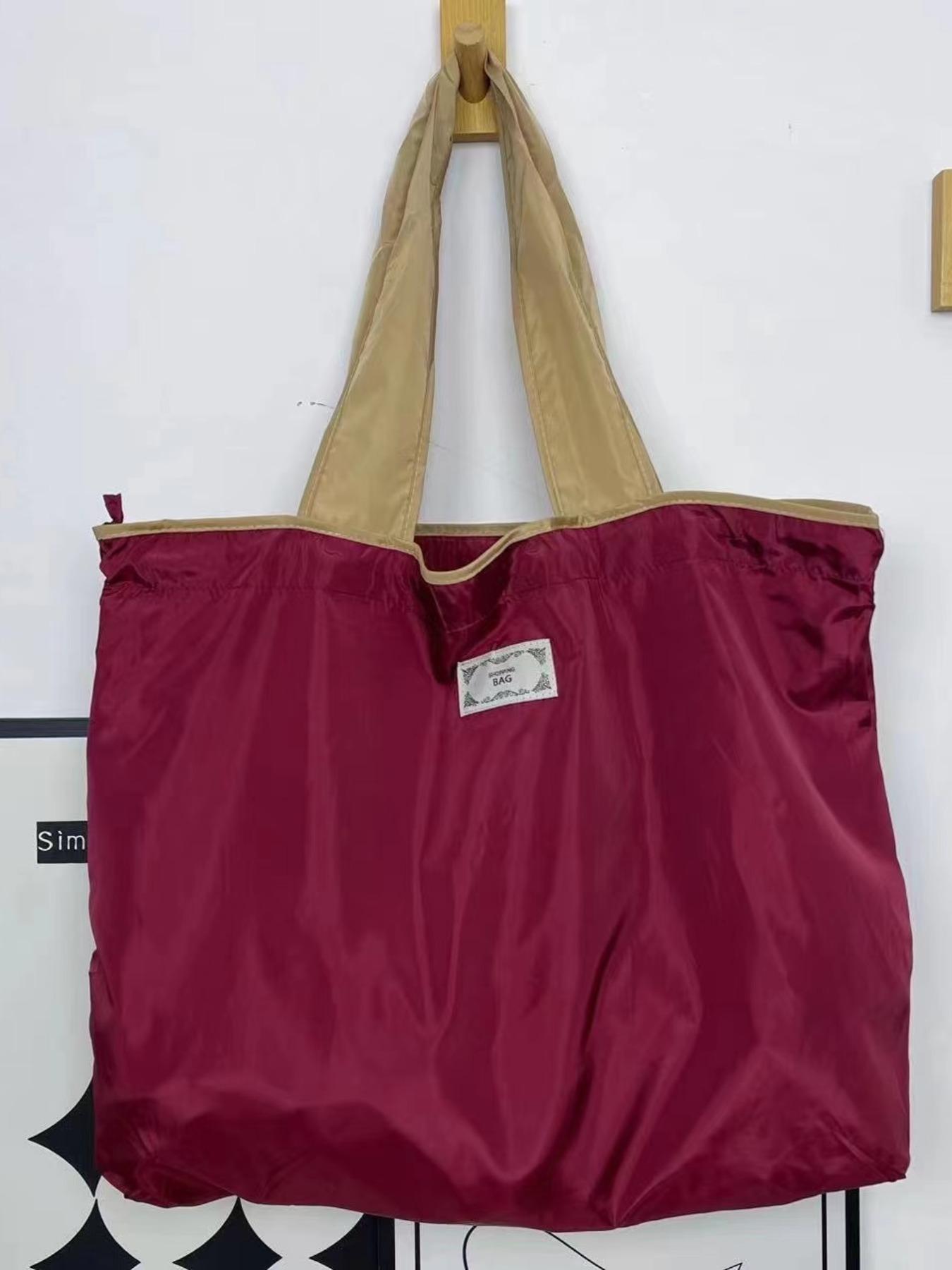 Foldable Drawstring Shopping Bag, Waterproof Nylon, Large Capacity, Casual Style, Reusable, Multi-Color, Ideal for Travel and Daily Use, Reusable Shopping Bags