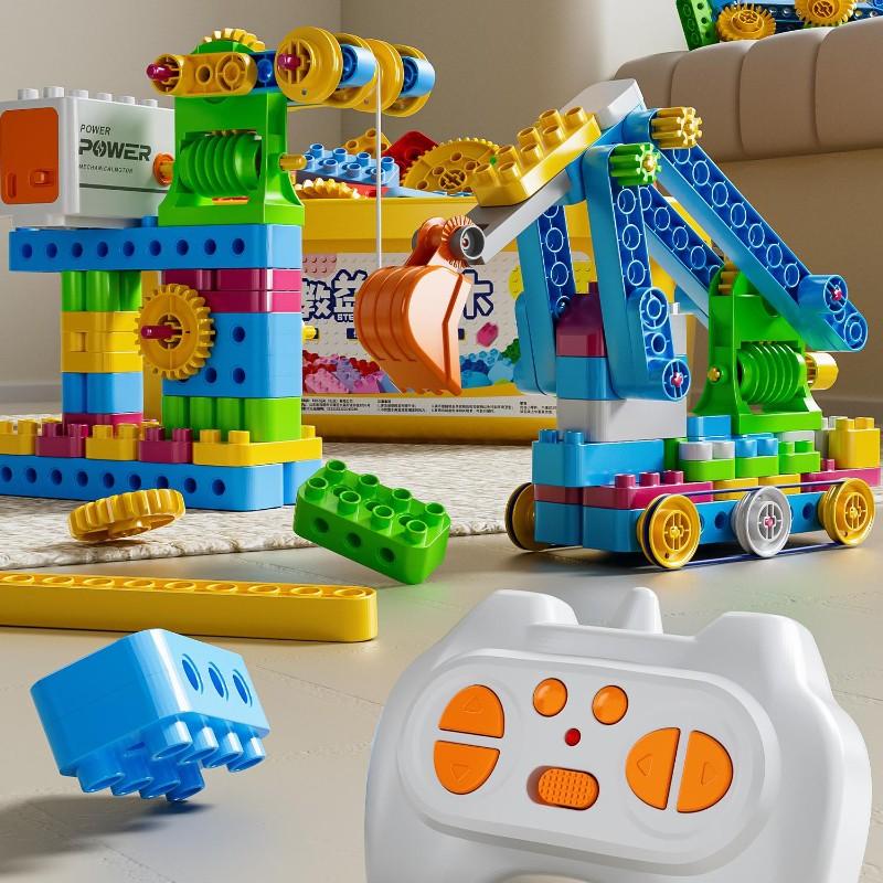 Stem-Certified Building Blocks Set, Motorized Gear Learning Kit, Educational Construction Toys for Boys & Girls Ages 3+, Fun Stem Toy