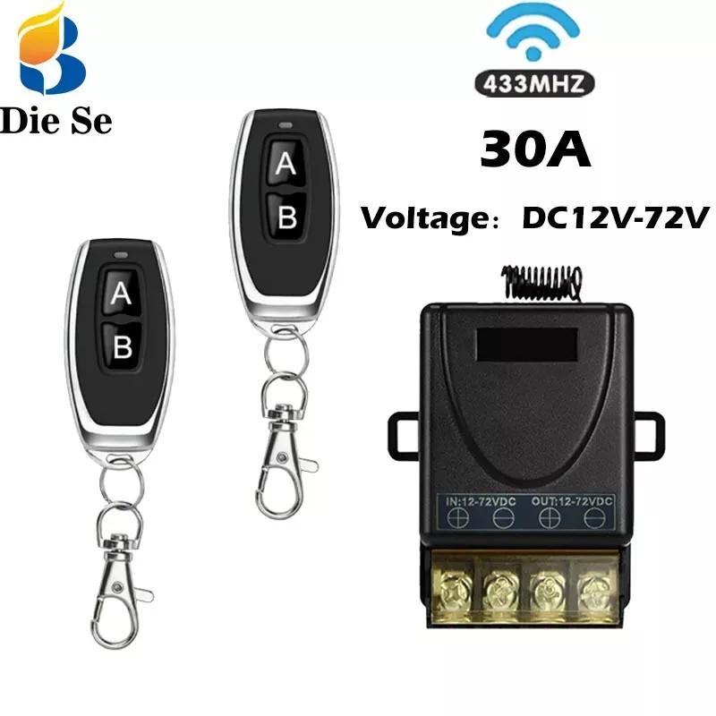 Universal 433Mhz Remote Control Wireless Switch DC 9V 12V 24V 72V 30A Remote Relay