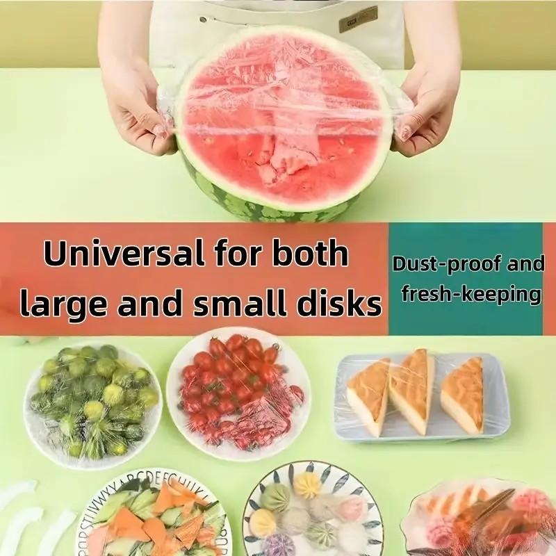 99/350/500 Disposable Food-Grade Cling Wrap and Multi-Function Food Cover Sets, Elastic and Durable Covers for Leftover Storage, Refrigerator and Table Dustproof, Large Capacity, Easy-To-Use No-Tear Film for Home Kitchen