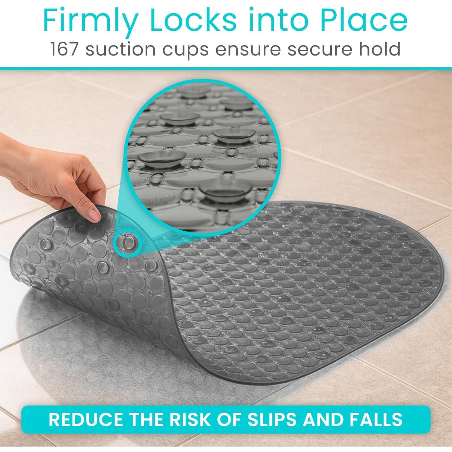 Oval Bathtub Mat - Nonslip Shower Floor Pad - Non-Slip and Non-Skid for Bath Tub with  Rubber Suction Cup Grip - for , , , Bathroom (Gray)
