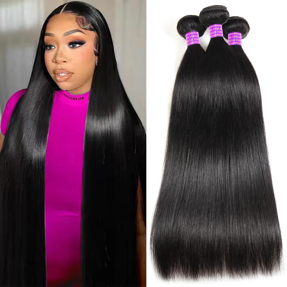 Ama Brazilian Straight Hair Bundles Quick Weave Extensions 1 3 4 Bundles Human Hair Weave bundles 100g/pc