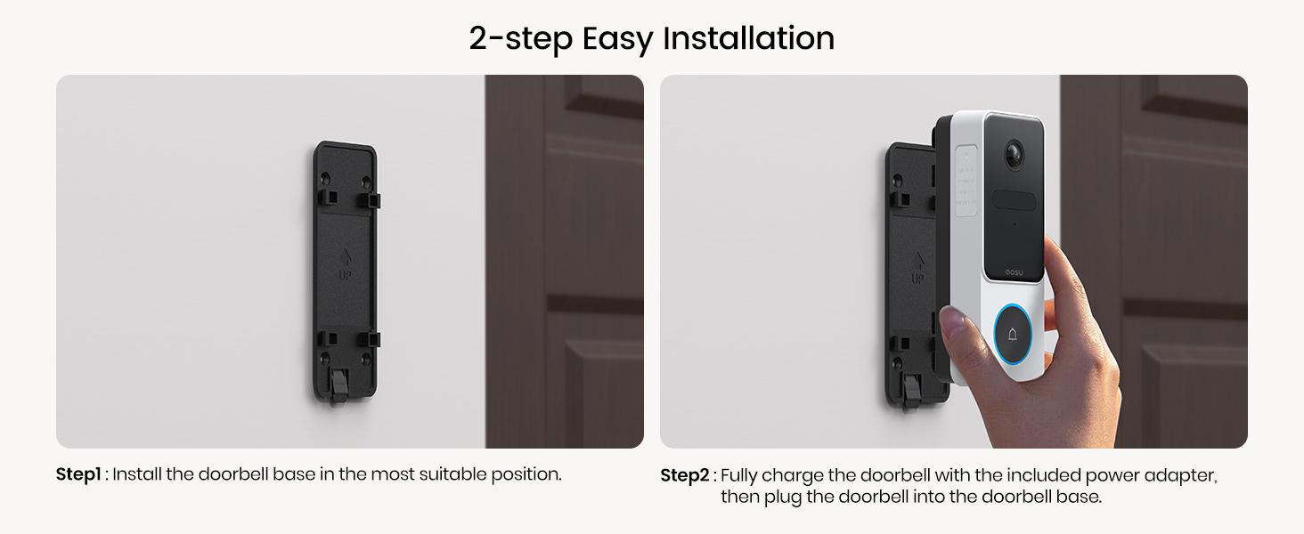 AOSU Doorbell Camera Wireless - Head-to-Toe View, Intelligent Package Detection, 2.4G Wi-Fi Video Doorbell with Chime, No Monthly Fees, Smart Human Detection, Works with Alexa and Google Assistant