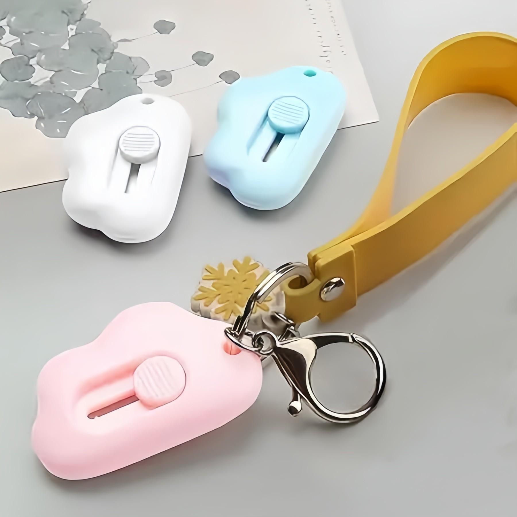 3-Pack Cloud Box Cutters, Retractable Mini Letter Openers for Keychains, Pockets & Packages, Cute Envelope Slitters for Mail & Daily Use