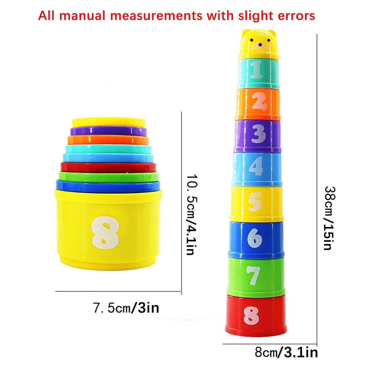 Educational Learning Toy Stackable Cups, Number Letter Pattern Stacking Cups Cartoon Bear Baby, Random Color Toys, Multi Activity Playset