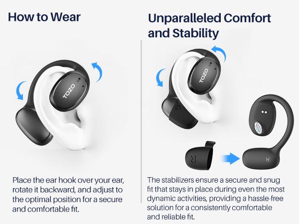 TOZO OpenEgo True Wireless Open Ear Headphone Audio Earphones Headset Electronic Earbud sport earbuds wireless earphone open-ear headphone FathersDayGift TOZO OpenEgo True Wireless Open Ear Headphone Audio Earphones Headset Electronic Earbud sport earbuds wireless earphone open-ear headphone FathersDayGift