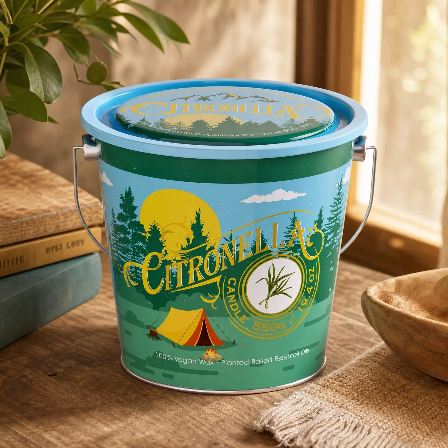 Citronella Candles Outdoor 19.4 oz, Eucalyptus Lemongrass Scented Soy Wax Candle for Patio Camping, 120 Hours BurnGift