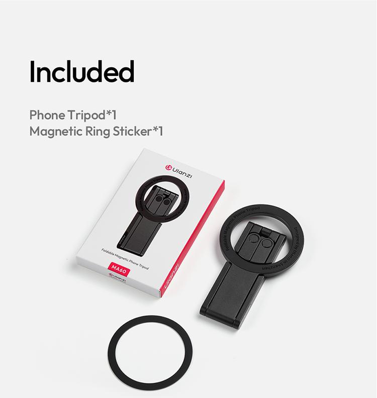 【TikTokShopBlackFriday】Ulanzi MA60 Magnetic Phone Stand for iPhone Aluminum Mini Foldable Tripod Pocket-Sized Cell Phone Stand with Magnetic Quick Mount Compatible with iPhone 12 13 14 15 16 Models - Smartphone Video Rig