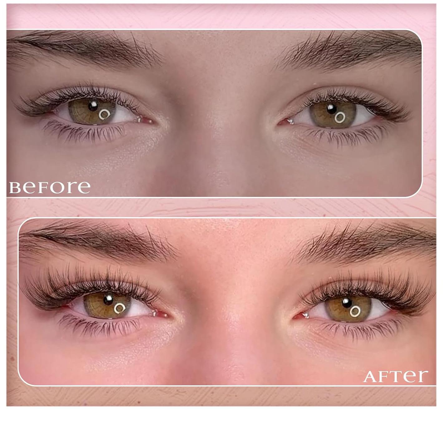 110pcs C Curl Cartoon Eyelash Cluster Kit, Eyelash Extensions Kit, Natural Look Fine Thread DIY Eyelash Extension Set with Glue Remover Tweezers Brush